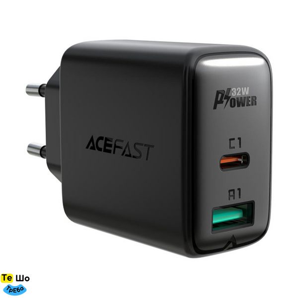 Зарядний пристрій ACEFAST A5 PD32W(USB-C+USB-A) dual port charger Black (AFA5B) AFA5B фото