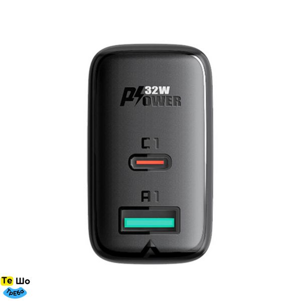 Зарядное устройство ACEFAST A5 PD32W(USB-C+USB-A) dual port charger Black (AFA5B) AFA5B фото