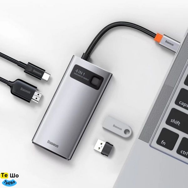 USB-Hub Baseus Metal Gleam Series 4-in-1 Multifunctional （Type-C to HDMI*1+USB3.0*1+USB2.0*1+PD*1） CAHUB-CY0G фото