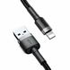 Кабель Baseus Cafule Cable USB For Lightning 2.4A 0.5m Gray+Black CALKLF-AG1 фото 2
