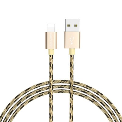 Кабель BOROFONE BX24 USB to iP 2.4A, 1m, nylon, aluminum connectors, Gold BX24LGD фото