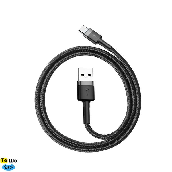 Кабель Baseus Cafule Cable USB For Type-C 3A 0.5m Gray+Black CATKLF-AG1 фото