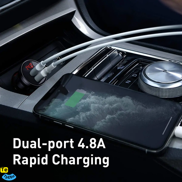 Автомобильное зарядное устройство Baseus Digital Display Dual USB 4.8A Car Charger 24W Silver CCBX-0S фото