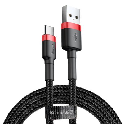 Кабель Baseus Cafule Cable USB For Type-C 3A 0.5m Red+Black CATKLF-A91 фото