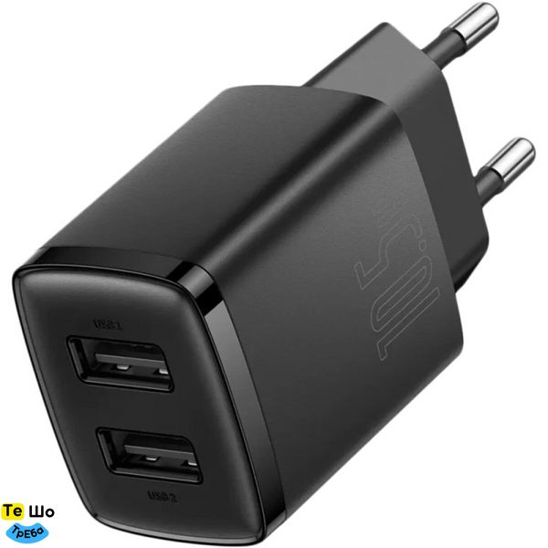 Зарядний пристрій Baseus Compact Charger 2U 10.5W EU Black (CCXJ010201) CCXJ010201 фото