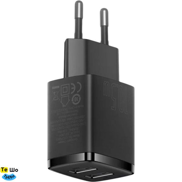 Зарядний пристрій Baseus Compact Charger 2U 10.5W EU Black (CCXJ010201) CCXJ010201 фото