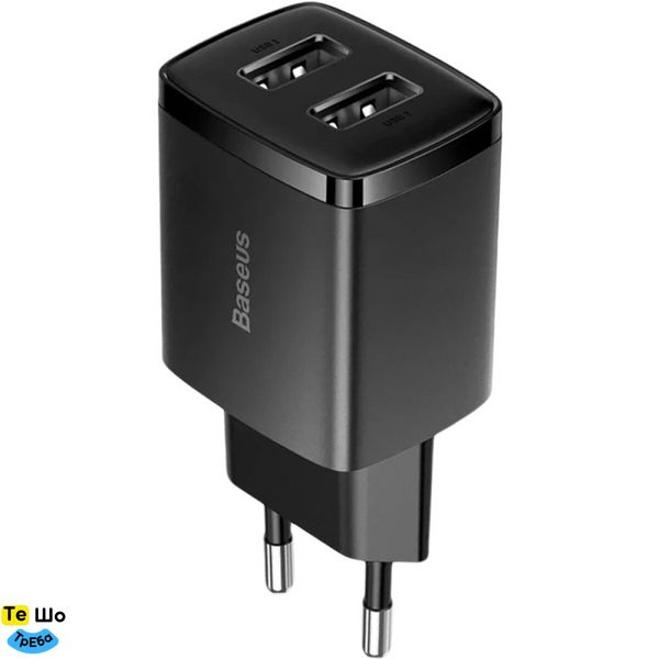 Зарядний пристрій Baseus Compact Charger 2U 10.5W EU Black (CCXJ010201) CCXJ010201 фото