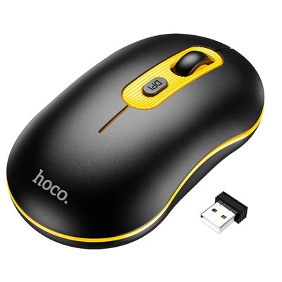 Мышь Hoco GM21 Platinum 2.4G business wireless mouse Black Yellow 6931474790941 фото