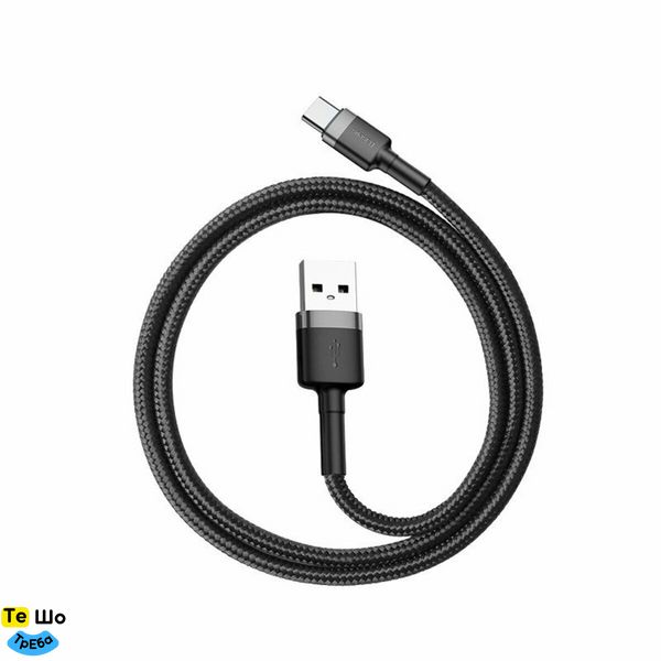 Кабель Baseus Cafule Cable USB For Type-C 3A 2m Gray+Black CATKLF-CG1 фото