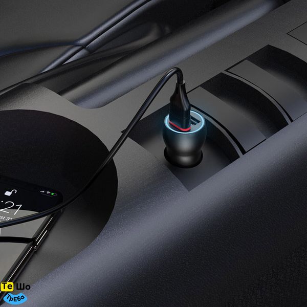 Автомобільний зарядний пристрій BOROFONE BZ9 Wise route dual port car charger Black BZ9B фото