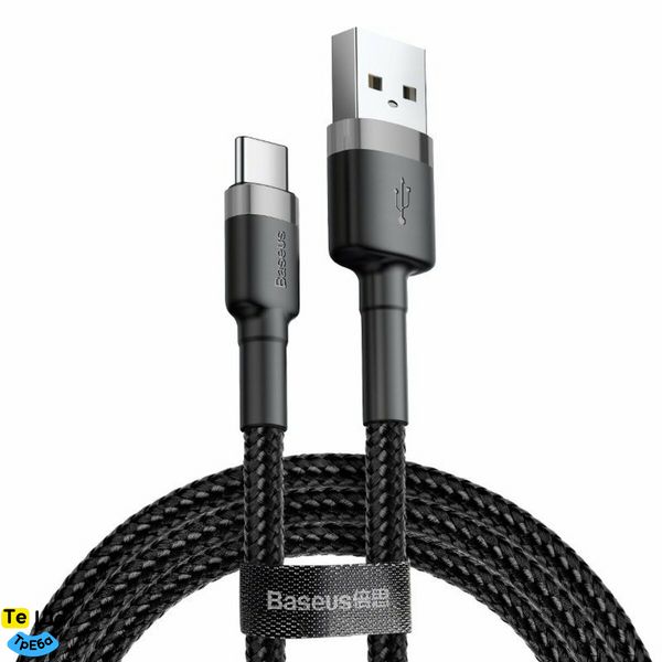 Кабель Baseus Cafule Cable USB For Type-C 3A 2m Gray+Black CATKLF-CG1 фото