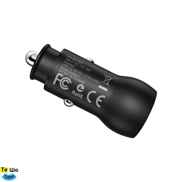 Автомобільний зарядний пристрій BOROFONE BZ9 Wise route dual port car charger Black BZ9B фото