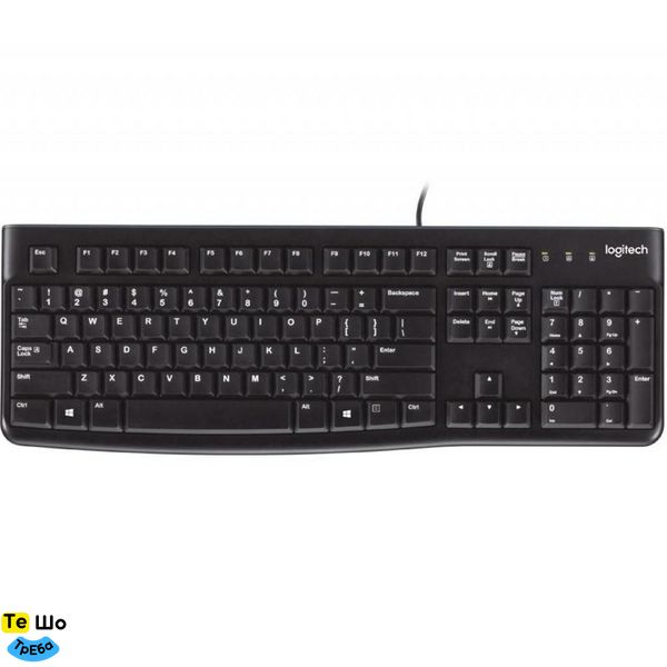 Клавиатура Logitech K120, UA, USB, OEM, чорна 920-002643 фото