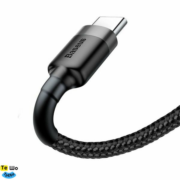 Кабель Baseus Cafule Cable USB For Type-C 3A 2m Gray+Black CATKLF-CG1 фото