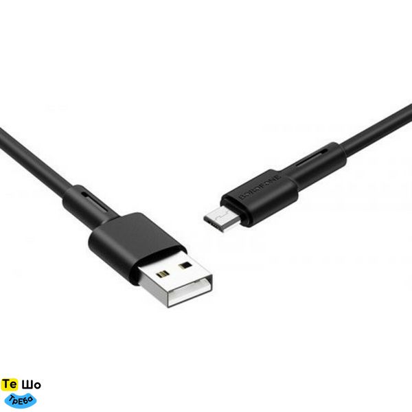Кабель BOROFONE BX31 USB to Micro 2.4A, 1m, silicone, TPE connectors, Black BX31MB фото
