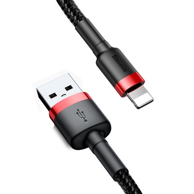 Кабель Baseus Cafule Cable USB For Lightning 2.4A 0.5m Red+Black CALKLF-A19 фото