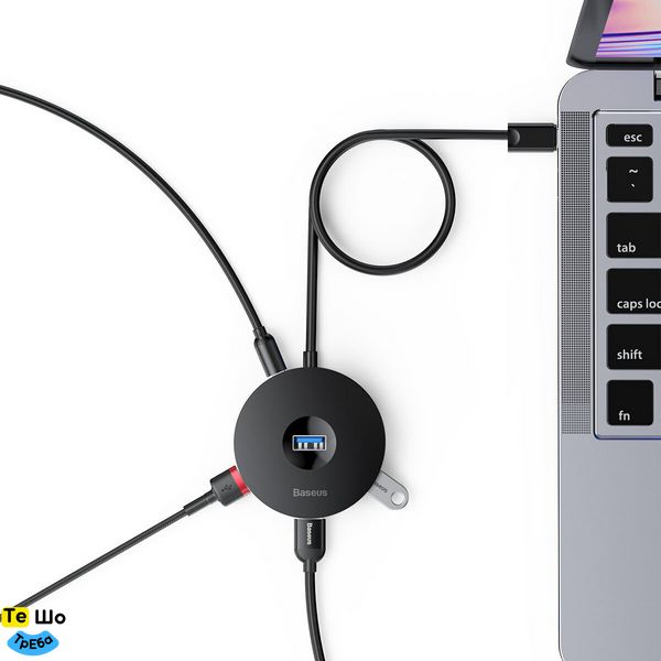 USB-Hub Baseus round box HUB adapter（USB3.0 to USB3.0*1+USB2.0*3）1m Black CAHUB-U01 фото