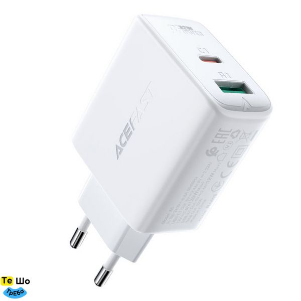Зарядний пристрій ACEFAST A5 PD32W(USB-C+USB-A) dual port charger White (AFA5W) AFA5W фото