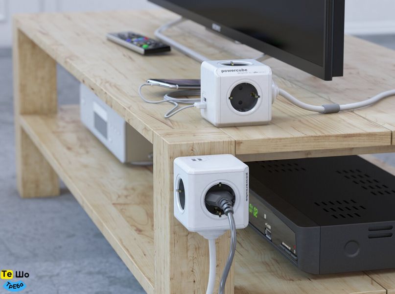 Мережевий подовжувач Allocacoc PowerCube Extended з заземленням 4 розетки 2 USB 3 м, сірий 1407/DEEUPC фото