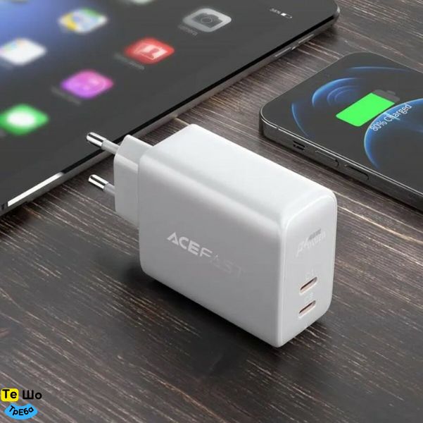 Зарядний пристрій ACEFAST A9 PD40W(USB-C+USB-C) dual port charger White (AFA9W) AFA9W фото