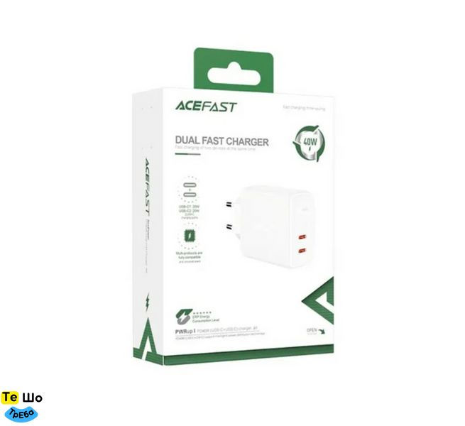 Зарядний пристрій ACEFAST A9 PD40W(USB-C+USB-C) dual port charger White (AFA9W) AFA9W фото