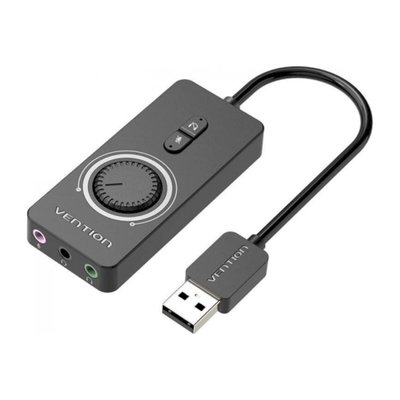 Адаптер Vention USB 2.0 External Stereo Sound Adapter with Volume Control 0.15M Black ABS Type (CDRBB) CDRBB фото