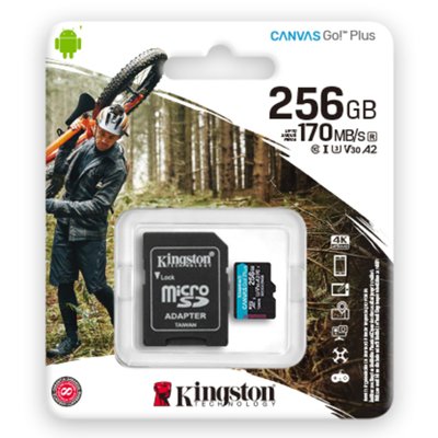 Карта пам'яті Kingston Canvas Go Plus 256Gb A2 V30 (adapter SD)(SDCG3/256GB) SDCG3/256GB фото