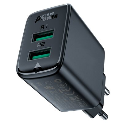 Зарядний пристрій ACEFAST A33 QC18W (USB-A+USB-A) dual port charger Black (AFA33B) AFA33B фото