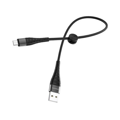 Кабель BOROFONE BX32 USB to Micro 2.4A, 0.25m, nylon, aluminum+TPE connectors, Black BX32MB0.25 фото
