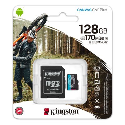 Карта пам'яті Kingston Canvas Go Plus 128Gb A2 V30 (adapter SD)(SDCG3/128GB) SDCG3/128GB фото