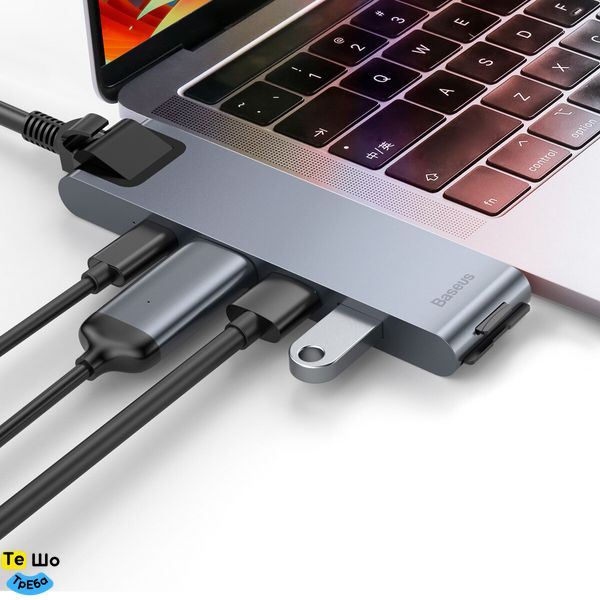 USB-Hub Baseus Thunderbolt C+Pro Seven-in-one smart HUB docking station Grey CAHUB-L0G фото