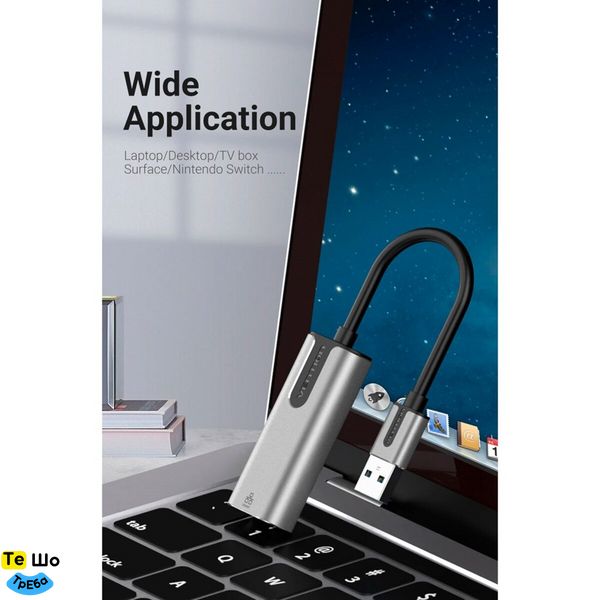 Адаптер Vention USB 3.0-A to Gigabit Ethernet Adapter Gray 0.15M Aluminum Alloy Type (CEWHB) CEWHB фото