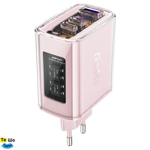 Зарядний пристрій ACEFAST A45 Sparkling series PD65W GaN (2*USB-C+USB-A) charger Cherry blossom (AFA45CB) AFA45CB фото