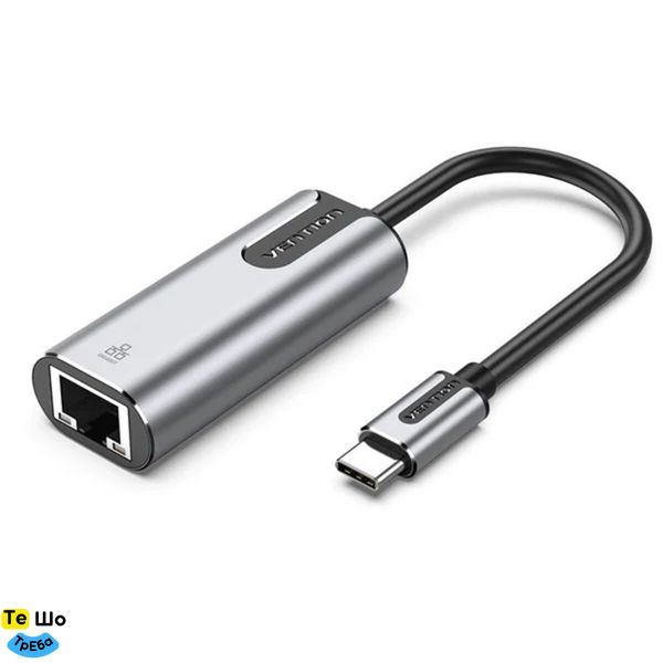 Адаптер Vention USB-C to Gigabit Ethernet Adapter 0.15M Gray Aluminum Alloy Type (CFNHB) CFNHB фото