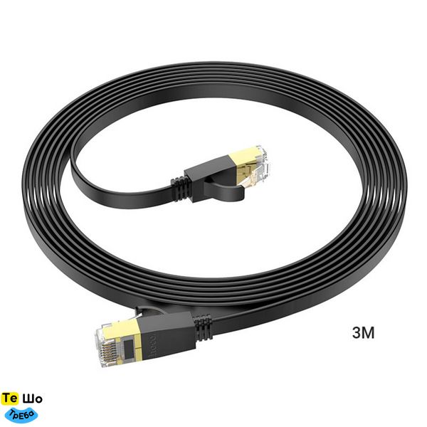 Кабель HOCO US07 General pure copper flat network cable(L=3M) Black 6931474780690 фото