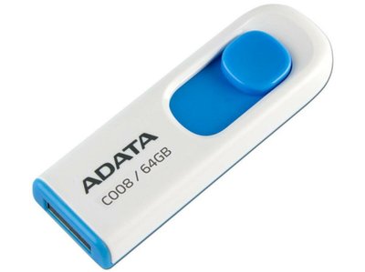 Флеш пам'ять A-DATA USB 2.0 C008 64Gb White/Blue (AC008-64G-RWE) AC008-64G-RWE фото