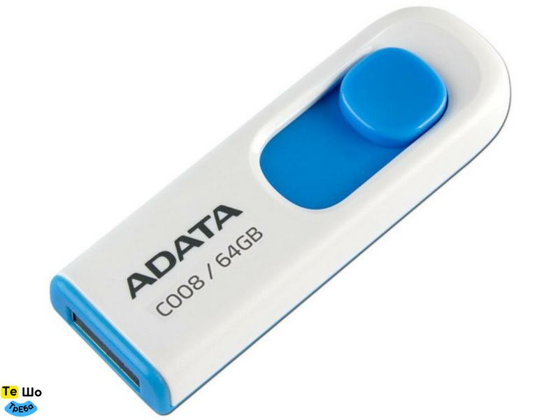 Флеш пам'ять A-DATA USB 2.0 C008 64Gb White/Blue (AC008-64G-RWE) AC008-64G-RWE фото