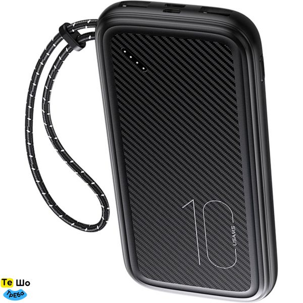 Зовнішній акумулятор Usams US-CD150 PB56 Power Bank with Lanyard 10000mah Black 10KCD15001 фото