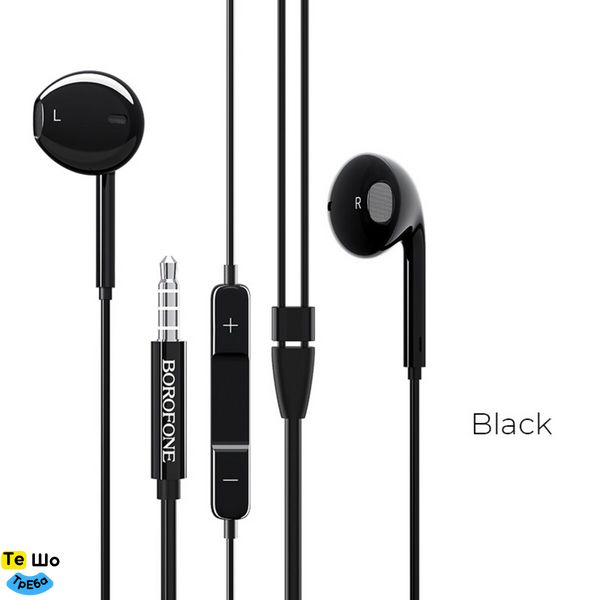 Навушники BOROFONE BM30 Original series wire control earphones with mic Black BM30B фото