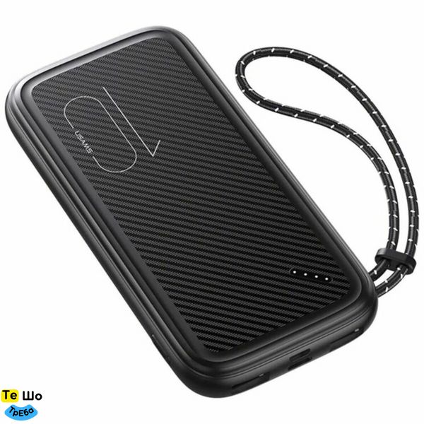 Зовнішній акумулятор Usams US-CD150 PB56 Power Bank with Lanyard 10000mah Black 10KCD15001 фото