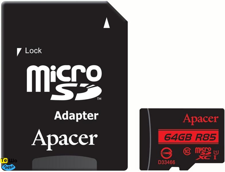 Карта памяти Apacer 64Gb (adapter SD)(AP64GMCSX10U5-R) AP64GMCSX10U5-R фото