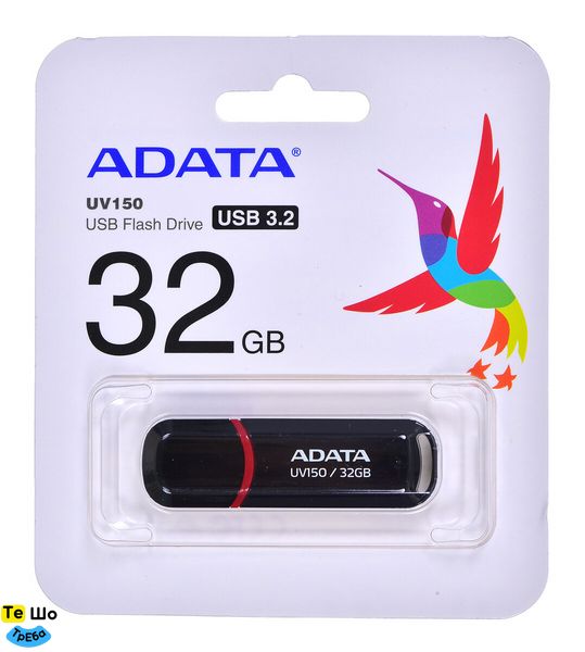 Флеш пам'ять A-DATA USB 3.2 UV150 32Gb Black (AUV150-32G-RBK) AUV150-32G-RBK фото