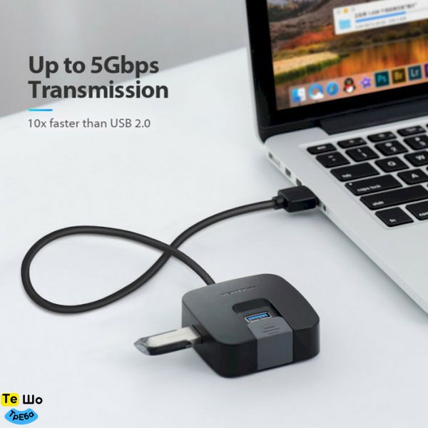 Хаб Vention 4 Ports USB 3.0 HUB 0.15M Black (CHBBB) CHBBB фото