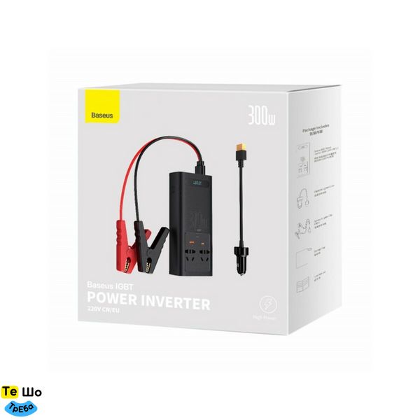 Автомобільний інвертор Baseus IGBT Power Inverter 300W (220V CN/EU ) Black CGNB010101 фото