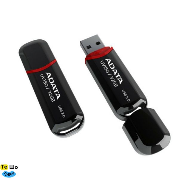 Флеш пам'ять A-DATA USB 3.2 UV150 32Gb Black (AUV150-32G-RBK) AUV150-32G-RBK фото