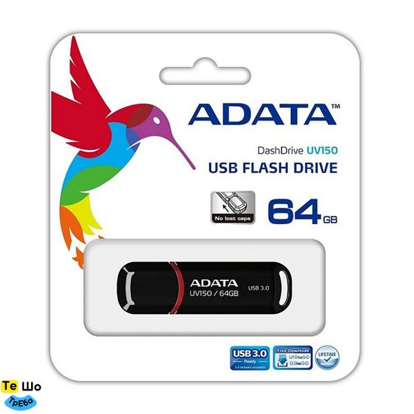 Флеш пам'ять A-DATA USB 3.2 AUV 150 64Gb Black (AUV150-64G-RBK) AUV150-64G-RBK фото