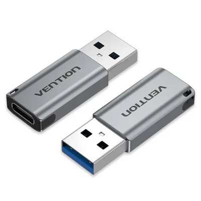 Адаптер Vention USB 3.0 Male to USB-C Female Adapter Gray Aluminum Alloy Type (CDPH0) CDPH0 фото