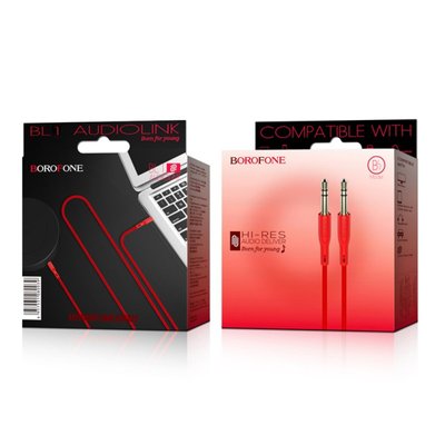Аудiо-кабель BOROFONE BL1 Audiolink audio AUX cable, 1m Red BL1R1 фото