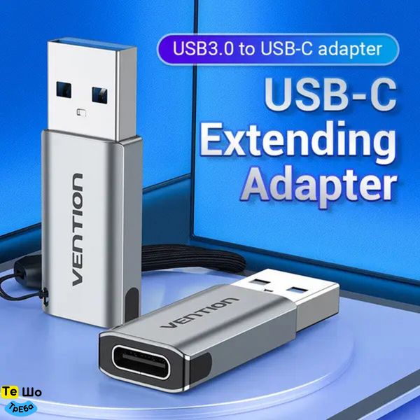 Адаптер Vention USB 3.0 Male to USB-C Female Adapter Gray Aluminum Alloy Type (CDPH0) CDPH0 фото