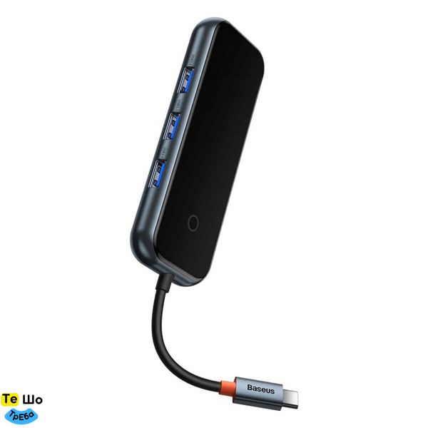 USB-Hub Baseus AcmeJoy 4-Port Type-C HUB Adapter（Type-C to USB3.0*3+Type-C PD&Data *1）Dark Gray WKJZ010013 фото